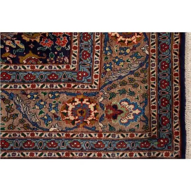 Navy Blue 1960s Old Persian Tabriz Masterpiece Rug 9’8″ X 12’9″ For Sale - Image 8 of 10