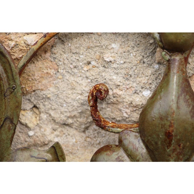 Antique White Antique French Chateau Fleur De Lis Wrought Iron Threerm Wall Sconces - a Pair For Sale - Image 8 of 13