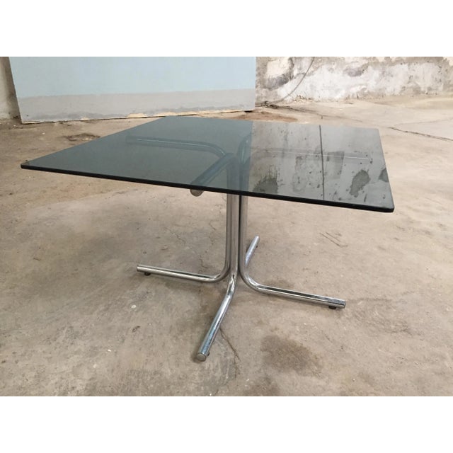 Italian Coffee Table with Chromed Base & Glass Top, 1970s For Sale - Image 9 of 9