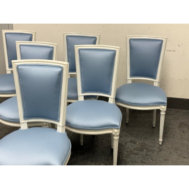 Louis XVI Style White Washed Dining Side Chairs, Set of Six For Sale - Image 10 of 12