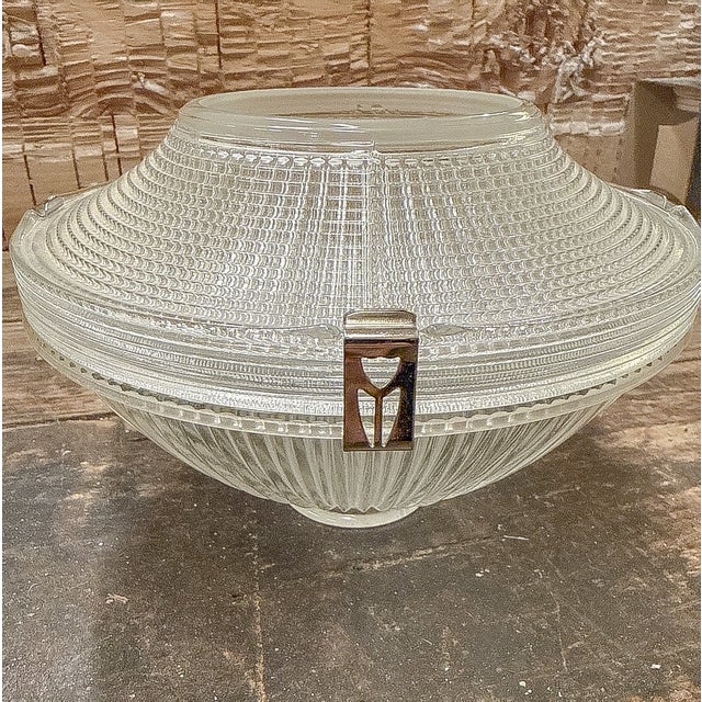 Transparent Antique Holophane Glass Lamp Shades, a Pair For Sale - Image 8 of 13