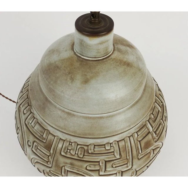 Beige Ceramic Table Lamp by Marius Bessone For Sale - Image 8 of 11