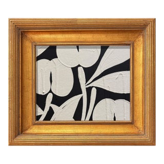 Ron Giusti Mini Orchid Black Cream Acrylic Painting For Sale