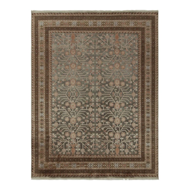 Rug & Kilim’s Classic Khotan Style Rug in Beige, Rust and Ivory Floral Patterns For Sale