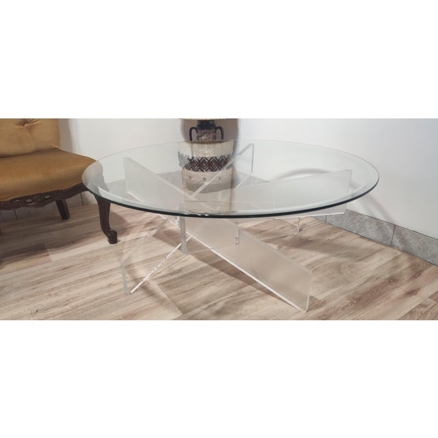 Glass Coffee Table with Acrylic Glass Base For Sale - Image 12 of 12