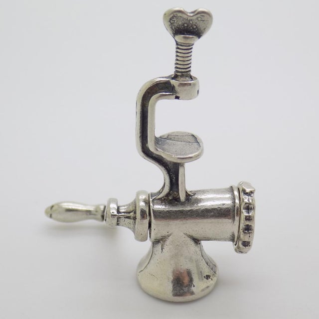 Vintage Italian Handmade Genuine Silver Tomato Press Machine Figurine, 1980s For Sale - Image 3 of 11