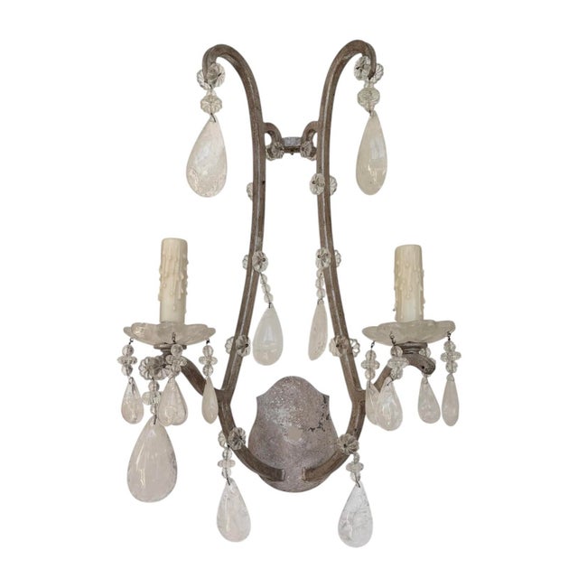 1990s Dennis & Leen for Formations Rock Crystal & Silver Gilt Iron Sconce - 1 of 4 For Sale - Image 5 of 5