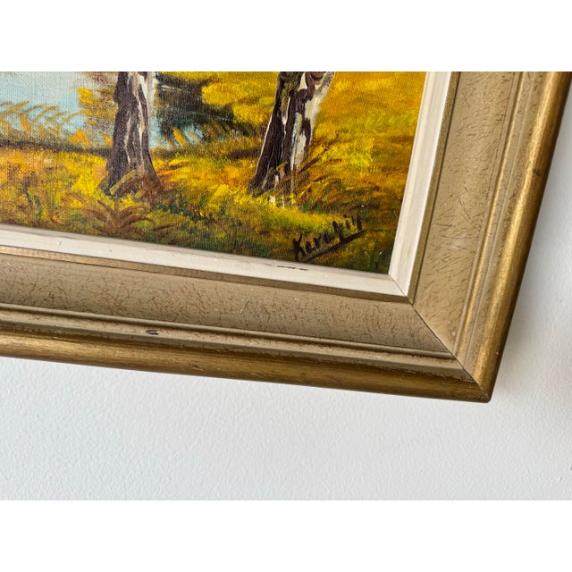 1970s Vintage Fall Landscape Oil on Canvas Painting, Signed For Sale - Image 9 of 12
