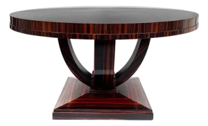 Late 20th Century Art Deco Macassar Ebony Round Dining Center Table, Beautifully Veneered Wood