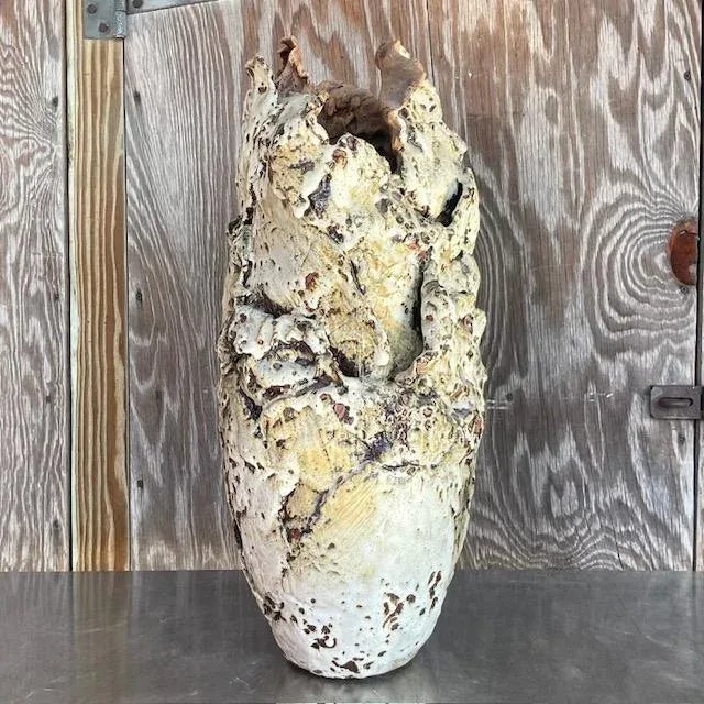 Vintage Brutalist Sculptural Studio Pottery Vase For Sale - Image 9 of 10