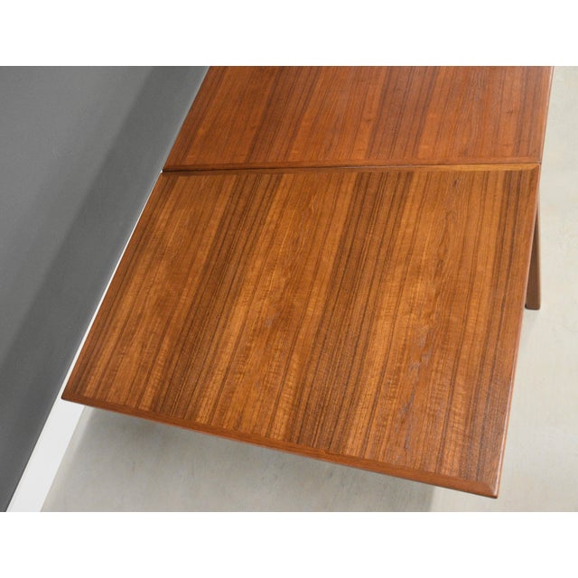 Wood Refinished 71” to 126” Danish Modern Teak Draw Leaf Dining Table For Sale - Image 7 of 11