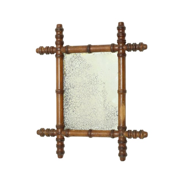 Antique Faux Bamboo Wooden Mirror, France, 1890s For Sale - Image 14 of 14