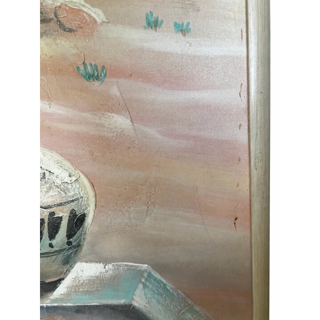 Late 20th Century Large Signed Southwestern Pottery and Desert Landscape Textured Painting on Canvas For Sale - Image 11 of 13
