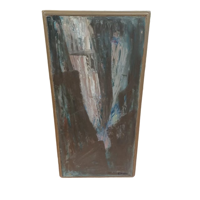 Vintage Framed Abstract Oil Painting on Board Signed For Sale - Image 4 of 4