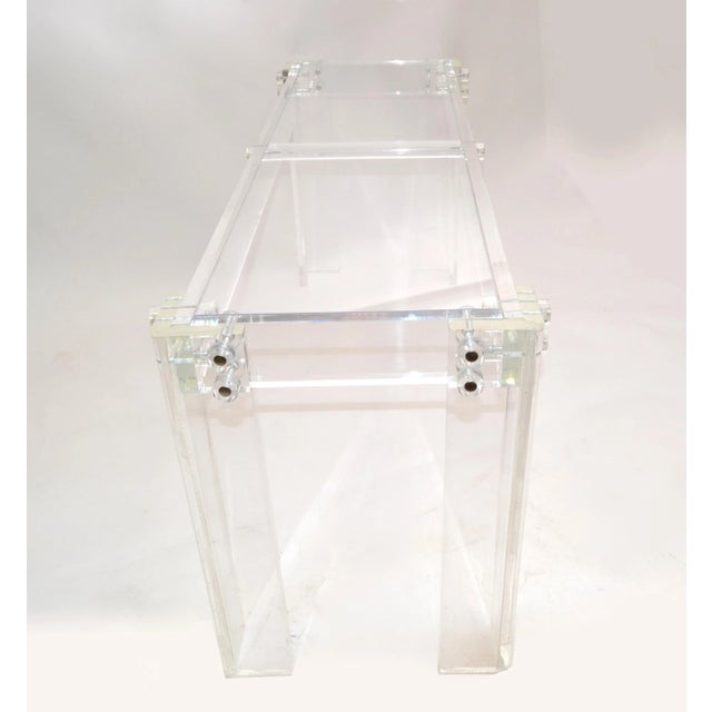 Modern Long Transparent Lucite Console, Hallway Table For Sale - Image 4 of 13