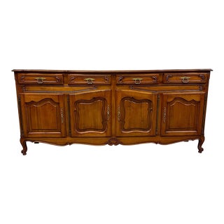 19th Century French Provincial Louis XV Solid Walnut Sideboard For Sale