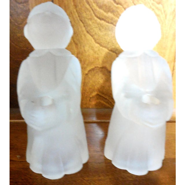 Late 20th Century Frosted Glass Angel Candle Stick Holders Hand Crafted by Smith - a Pair For Sale In Las Vegas - Image 6 of 10