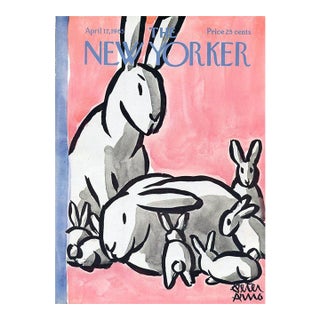 1965 Vintage New Yorker Magazine Cover, April 17, Peter Arno Original Cover Art, Easter Rabbits For Sale