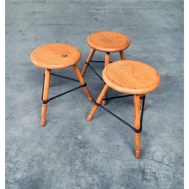 Industrial Low Tripod Stools, Belgium, 1950s, Set of 3 For Sale - Image 15 of 18