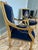 Mid 20th Century French Louis XVI Style Giltwood & Navy Embroidered Velvet Fauteuils- Pair For Sale - Image 11 of 18