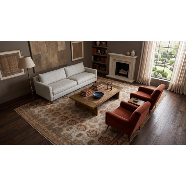 This exceptional antique Serab rug from the turn of the 20th century showcases a highly sophisticated, all-over geometric...