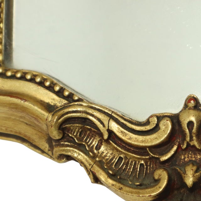 Vintage Baroque Classic Narrow Mirror in Gold, 1960s For Sale - Image 12 of 17