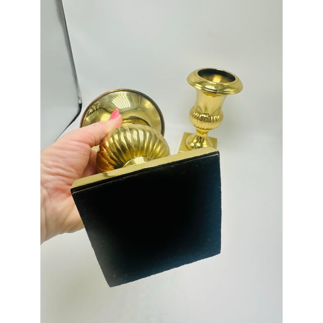 Heavy Brass Vases, a Pair For Sale - Image 4 of 6