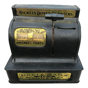 Vintage Decorative Metal Child's Room Coin Savings Bank