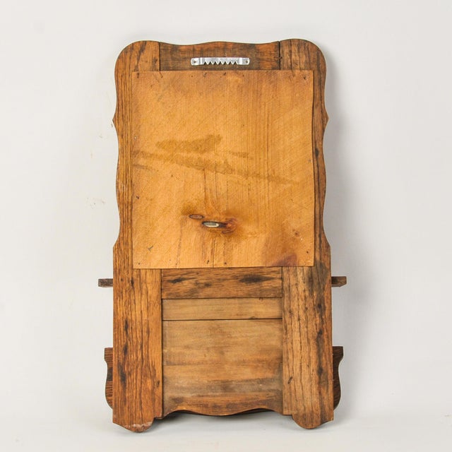 Wood Antique Wall Hanging Wood Framed Mirror With Cubby Carved Leaves For Sale - Image 7 of 12