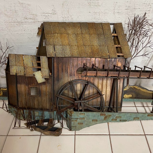 Curtis Jere 1970s C. Jere Water Mill House Wall Sculpture For Sale - Image 4 of 11