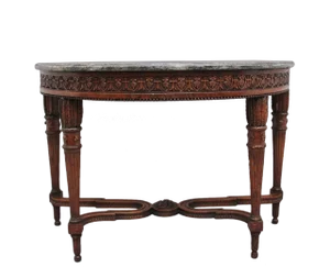 Early 19th Century Walnut and Marble Top Console Table, Set of 2