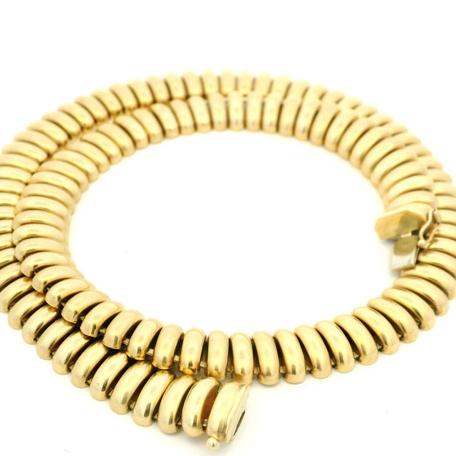 Vintage Italian 14k Gold Tubogas Collar Necklace, Circa 1975 For Sale In Miami - Image 6 of 13