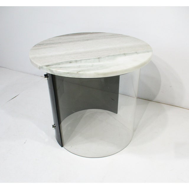 Mid-Century Modern Space Age Marble and Lucite Side Table in the Style of Neal Small For Sale - Image 3 of 8