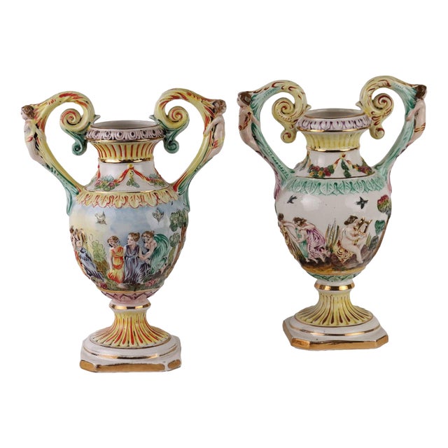 Ceramic Vases from Capodimonte, Set of 2 For Sale