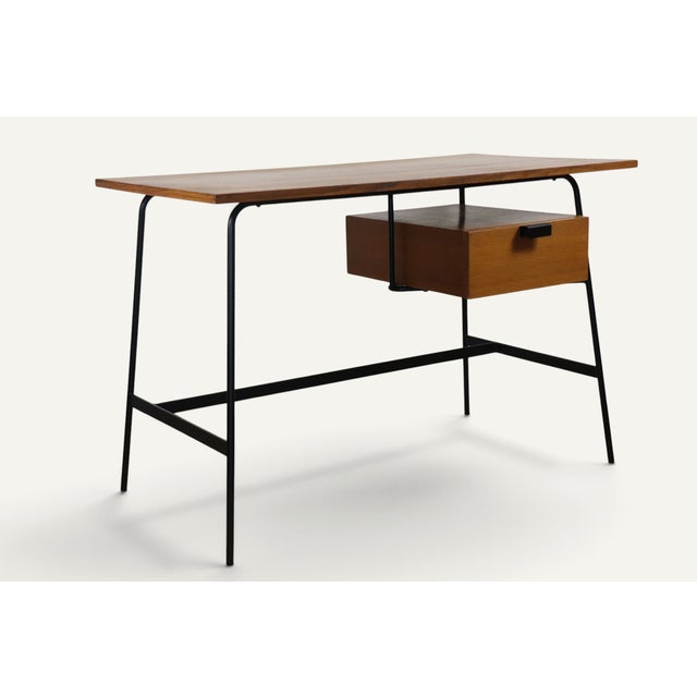 Desk by Pierre Paulin for Thonet in Oak and Black Metal, 1950s For Sale - Image 10 of 18
