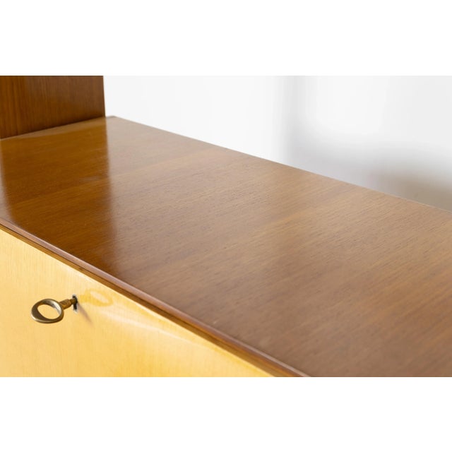 Wood Mid-Century Brass and Oak Bookcase For Sale - Image 7 of 12