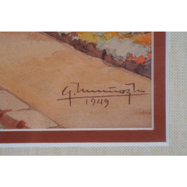 Tan Mid Century Southwestern Impressionist Watercolor Panting Stucco Cottage Framed For Sale - Image 8 of 11
