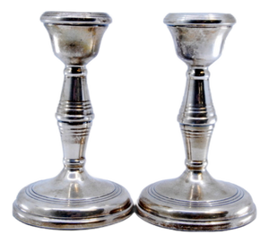 Silver Candlesticks on Circular Bases, Set of 2