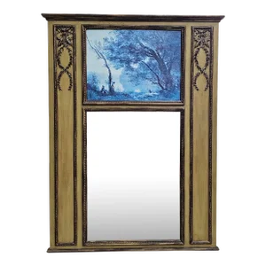 Louis XVI Style Painted and Parcel-Gilt Large Trumeau Mirror