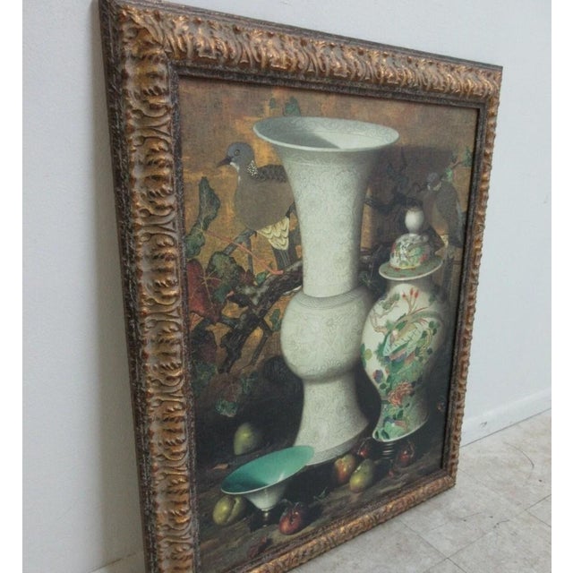 1980s Shadow Catchers French Regency Still Life Frame Art Print Gold Oil Painting For Sale - Image 4 of 8