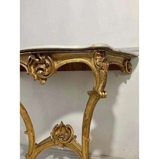 Louis XV Style Console in Gilded Wood, France, 19th Century For Sale - Image 6 of 10