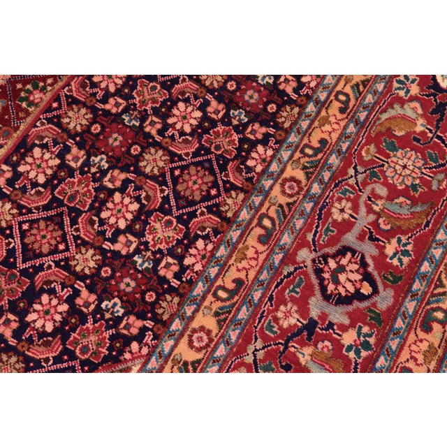 Traditional 1970s Hand-Knotted Wool Rug 9.11x12.6 Blue & Red Floral Medallion Traditional For Sale - Image 3 of 7