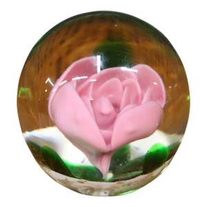 Selkirk Scottish Art Glass Pink Rose Paperweight