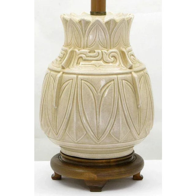 Pottery Asian Urn Form Lamps - a Pair For Sale - Image 4 of 5