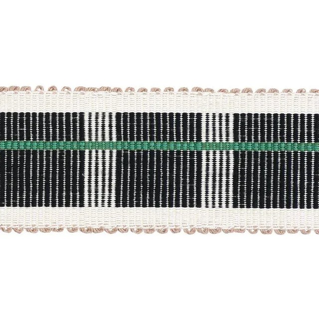 Contemporary Sample - Schumacher Calcada Tape Medium in Emerald For Sale - Image 3 of 3