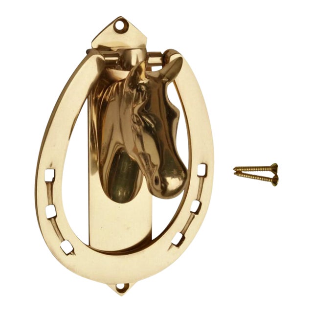 Horse Head & Horseshoe Solid Brass Door Knocker Chairish
