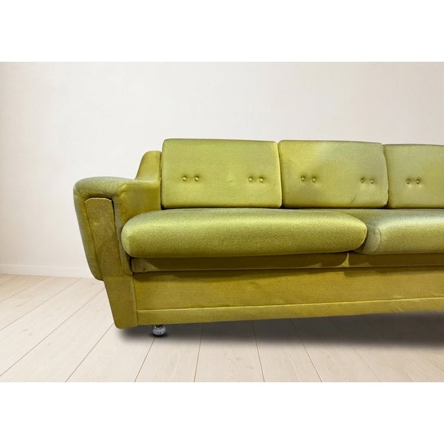 Mid-Century Folding Sofa Bed in Mustard, Czechoslovakia, 1930s For Sale - Image 6 of 12