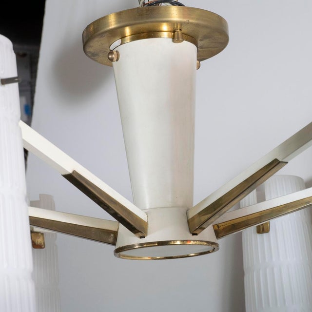 Metal Sunburst chandelier in the style of Stilnovo For Sale - Image 7 of 10