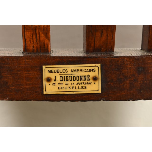 J. Dieudonné Antique Belgian Mission Oak Arts & Crafts Rocking Chair, Circa 1910 For Sale - Image 13 of 14