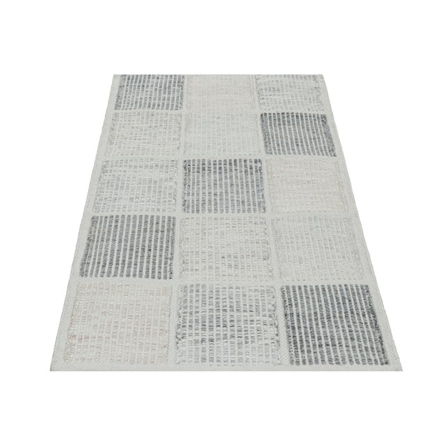 Rug & Kilim Rug & Kilim’s Scandinavian Style Rug in Blue and Gray With Geometric Patterns For Sale - Image 4 of 7